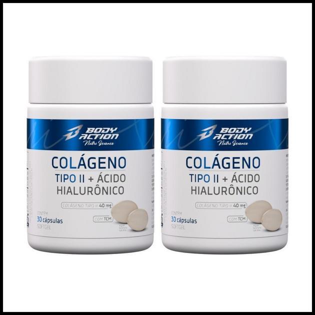 Kit 2x Colágeno Tipo 2 com Ácido Hialurônico 30 Caps - 2 Meses - Bodyaction