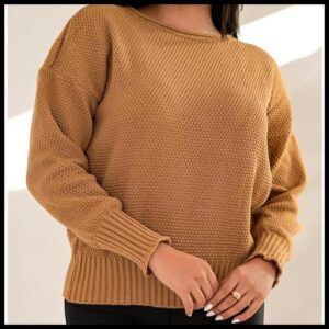 BLUSA DE FRIO NA LÃ FEMININO GOLA CANOA TRICOT COM MANGA LONGA OUTONO INVERNO LISA BASICA PONTO FANG TENDECIA BLOGUEIRA