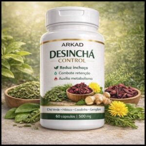Desinchá Natural | Chá Verde + Hibisco + Cavalinha | Reduz Inchaço | 60 | 90 | 120 Cápsulas | Arkad Suplementos|Original