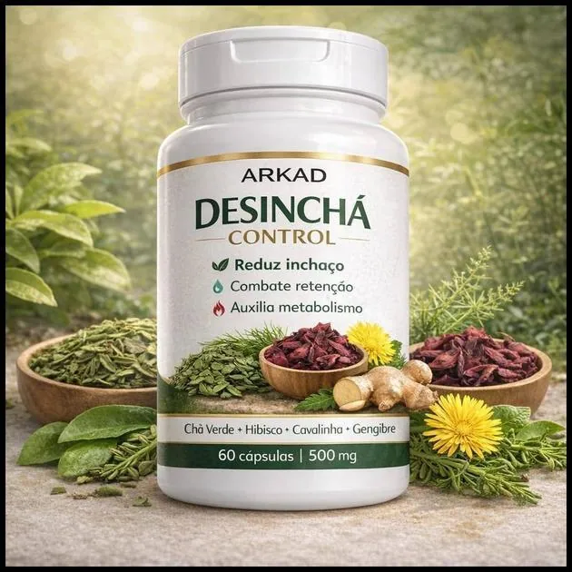 Desinchá Natural | Chá Verde + Hibisco + Cavalinha | Reduz Inchaço | 60 | 90 | 120 Cápsulas | Arkad Suplementos|Original