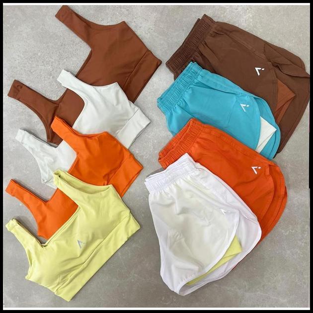 Conjunto Short Duplo Tactel Poliamida Fitness Academia Treino
