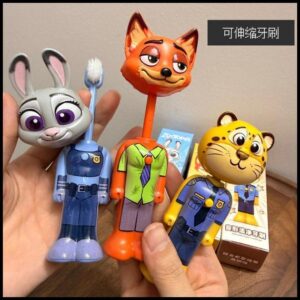 Escova de Dentes Retrátil Crazy Animal, Escova de Dentes Transformável Nijukudi com Cerdas Macias, Versão Infantil com C