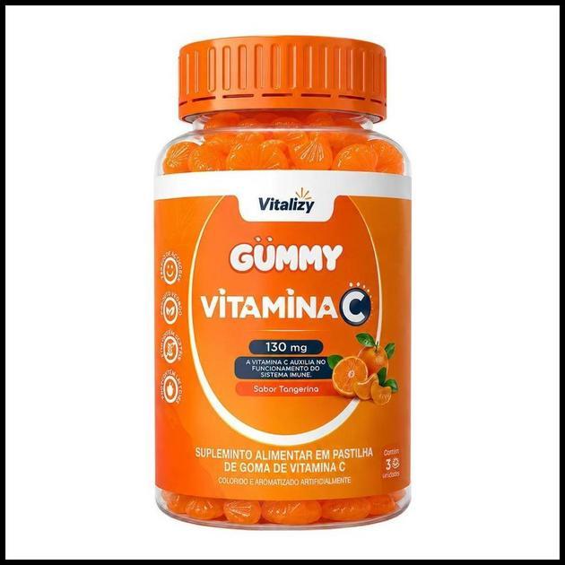 Vitamina C em Goma Gummy 30 Gomas Sabor Tangerina Alto Teor Original Vitalizy