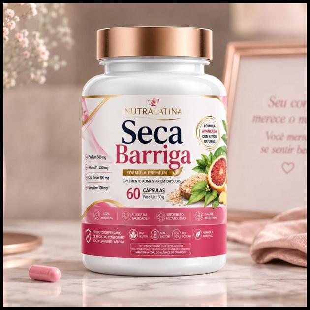 Seca Barriga Nutralatina 60 Cápsulas | Psyllium, Morosil, Chá Verde e Gengibre | Bem-Estar Diário