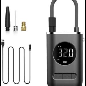 Compressor de ar portátil com inflador de pneu mini com bateria recarregável de 4000 mAh, bomba de pneu sem fio 150 PSI, luz de emergência LED, bomba de ar calibre de pressão para carro bicicleta motocicleta bola inflável