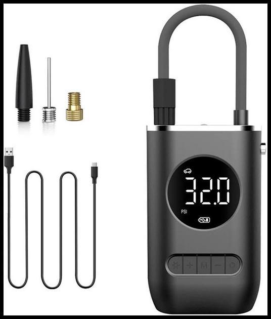 Compressor de ar portátil com inflador de pneu mini com bateria recarregável de 4000 mAh, bomba de pneu sem fio 150 PSI, luz de emergência LED, bomba de ar calibre de pressão para carro bicicleta motocicleta bola inflável