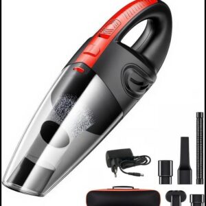 Aspirador de Pó Portátil Sem Fio, 120W Alta Potência com Sucção Poderosa, Uso Seco/Úmido, Recarregável, para Carros e Casa, Filtro Lavável, Inclui 7 Acessórios (vermelho)