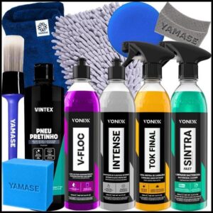 Kit Lavagem Completa Shampoo Cera Tok Final Intense Sintra Fast Pneu Pretinho Acessórios