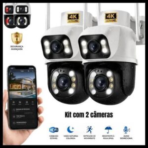 Kit 2 Câmeras de Segurança Woosh A28B Full HD Dupla Lente Wi-Fi com Visão Noturna Colorida