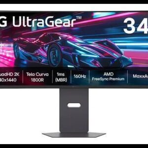 Monitor Gamer LG UltraGear Curvo 34"- QuadHD 2K, UltraWide 1800R, 160Hz, 1ms (MBR), AMD FreeSync Premium, HDR10, MaxxAudio, Preto -34G600A