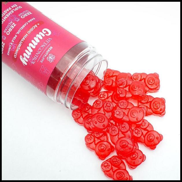 VittaControl Gummy ZERO Vitamina Cabelo, Unhas e Pele com Ácido Hialurônico Apenas 1 Goma ao dia