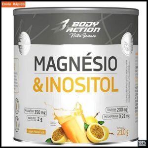 Magnésio e Inositol 210g Bodyaction - Melhora Sono, Saúde Muscular e Equilíbrio Emocional Melatonina Magnésio Original