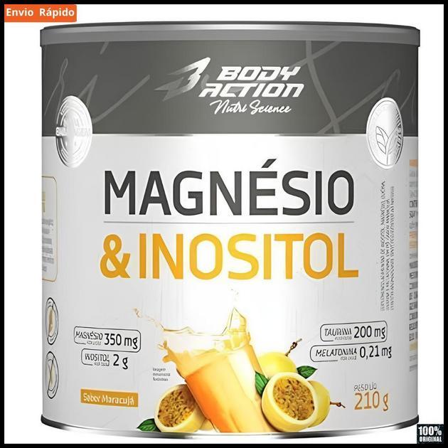 Magnésio e Inositol 210g Bodyaction - Melhora Sono, Saúde Muscular e Equilíbrio Emocional Melatonina Magnésio Original