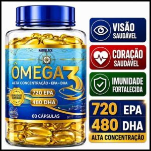 Omega 3 Original Puro 1400 mg Premium Alta Concentração de DPA e DHA Alta Pureza