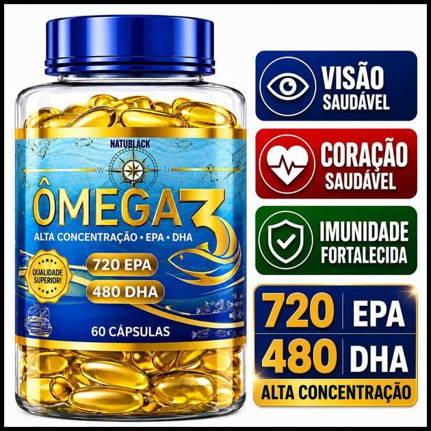 Omega 3 Original Puro 1400 mg Premium Alta Concentração de DPA e DHA Alta Pureza