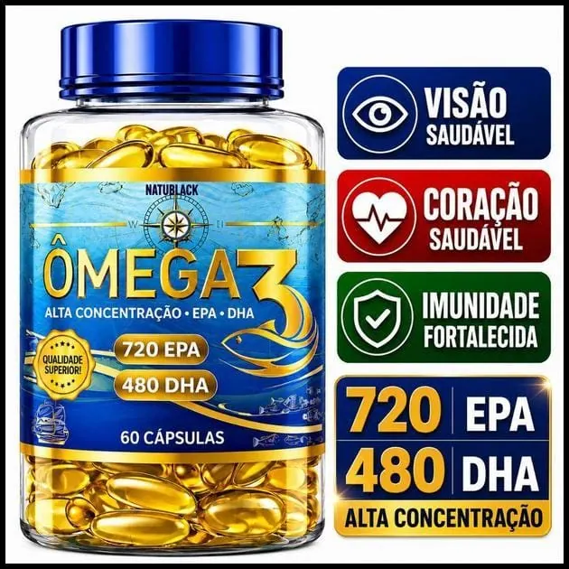 Omega 3 Original Puro 1400 mg Premium Alta Concentração de DPA e DHA Alta Pureza