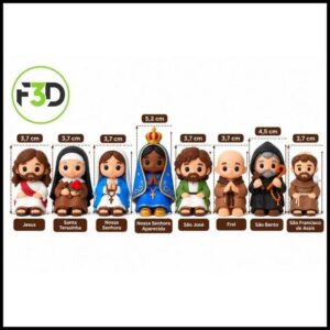 Mini Santos 3D | Lembrança de Fé | Kit Personalizado