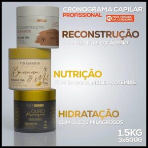 COMBO CRONOGRAMA CAPILAR PROFISSIONAL 1.5KG (3X500G) - FINA MARIA PROFESSIONAL