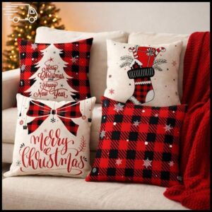 Kit Decorativo com 04 Capas de Almofadas Natalinas