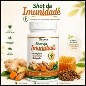 Shot da Imunidade Brava Nutra 60 Cápsulas | Suporte ao Sistema Imunológico | Envio Imediato