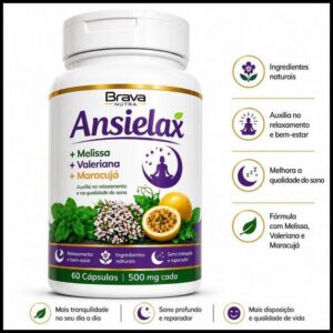 🌙 Ansielax 60 Cápsulas | Melissa + Valeriana + Maracujá | Relaxamento Natural e Sono Tranquilo Envio Imediato