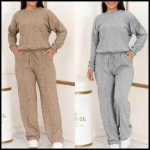 Conjunto Feminino Ribi Canelada Lanzinha 2 peças blusa e pantalona Inverno