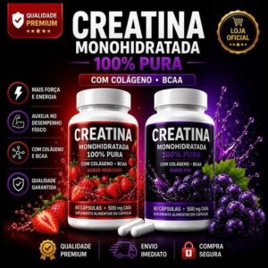 Creatina 60 capsulas | SABORES, 100% Pura – Envio Imediato