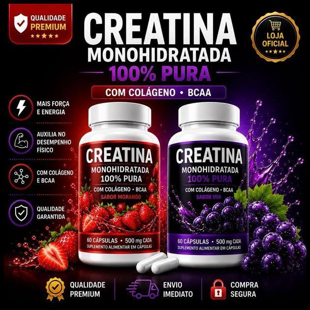 Creatina 60 capsulas | SABORES, 100% Pura – Envio Imediato