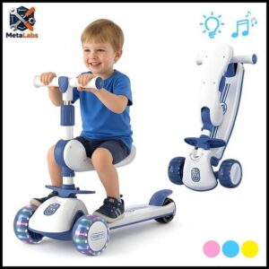 Patinete Infantil Dobrável com Assento e LED Brilhantes Menina e Menino