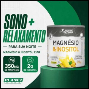Magnésio e Inositol com Melatonina e Taurina BodyAction 210g Original Auxilia Sono e Relaxamento