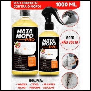 Tira Mata Mofo PREMIUM Com Spray Anti Não Volta Elimina Parede Teto Piso 1LT Armário Madeira Bolor