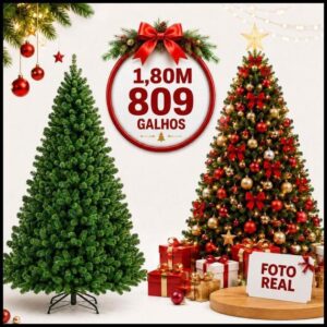Árvore De Natal Pinheiro 1.80m 2.10m 2.40m 3.00m Super Cheia Premium Luxo Galhos Cheios Verde