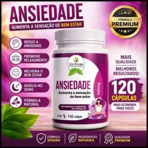 SUPLEMENTO PARA ANSIEDADE UNI ERVAS - 120 CÁPSULAS 500mg