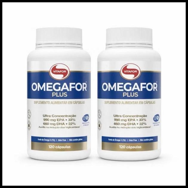 2x Ômega 3 Omegafor Plus 990 mg EPA + 660 mg DHA 120 Cápsulas Alta Concentração