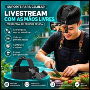 ABO Braet Montado Na Cabeça Ajustável Transmissão Ao Vivo Suporte Do Telefone Móvel Perspectiva De Primeira Pessoa Prese