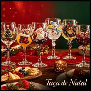 1 Copo De Pacote Único Vinho Decorativo De Natal Cálice Pintado Festivo Papai Noel Boneco De Neve Padrão De Meia De Rena