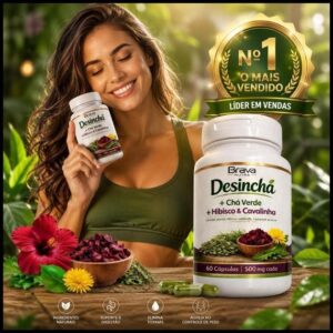 Chá Natural Brava Nutra | Chá Verde + Hibisco + Cavalinha | Reduz Inchaço | 60 Cápsulas
