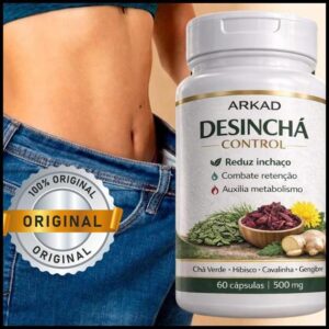 Desinchá Control Natural | Chá Verde + Hibisco + Cavalinha | Reduz Inchaço | 60 Cápsulas | Arkad Suplementos|Original