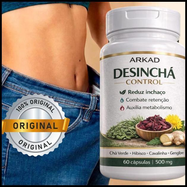 Desinchá Control Natural | Chá Verde + Hibisco + Cavalinha | Reduz Inchaço | 60 Cápsulas | Arkad Suplementos|Original