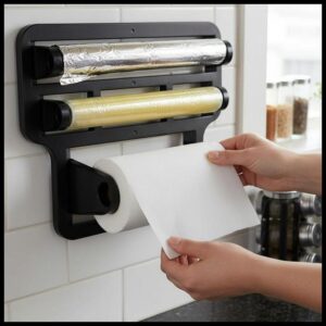 Suporte Triplo Porta Papel Toalha Aluminio Rolos Para Cozinha 4 em 1