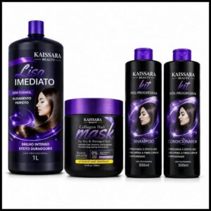 Kit Progressiva Kaissara Beauty – Liso Imediato + Máscara Collagen Hair + Shampoo e Condicionador Pós-Progressiva
