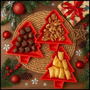 Kit Prato De Natal Árvore 20cm Com 3 Decorativo Vermelho/Verde