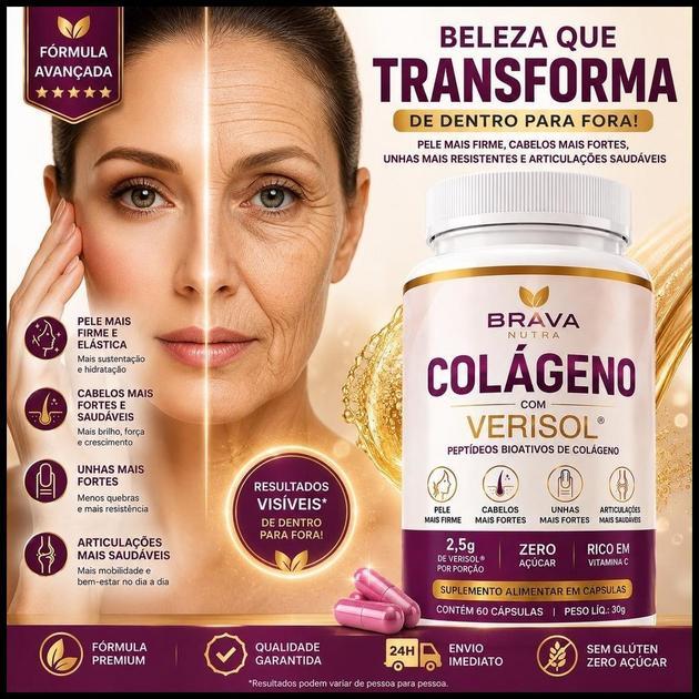 COLÁGENO COM VERISOL | 60 Cápsulas Envio Imediato !!