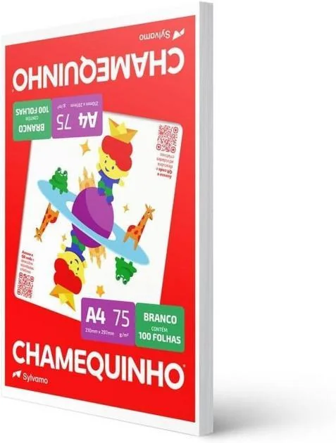 Chamequinho Papel A4, 75 g, 100 Folhas, Branco Sulfite