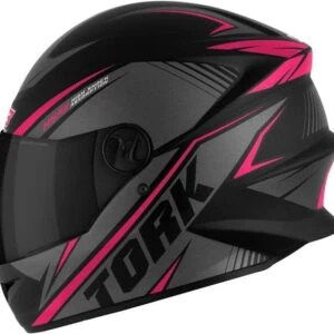 Pro Tork Capacete Moto R8 Fechado, Viseira Fumê, Preto/Rosa, Tam. 58