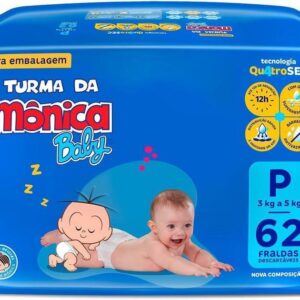 Fralda Turma da Mônica Baby Mega P 62 Unidades
