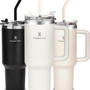 Copo Térmico 1,18L em Aço Inoxidável com Canudo, Tampa e Alça, Creme