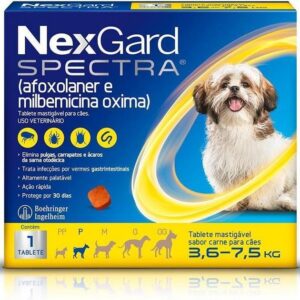 NexGard Spectra Antipulgas e Vermífugo para Cães de 3,6 a 7,5 kg – 1 Tablete