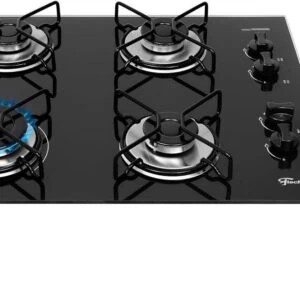 Fischer Cooktop à Gás 4 Bocas Fit Line Trempe Aramado Mesa Vidro Preto Bivolt 36350-102675