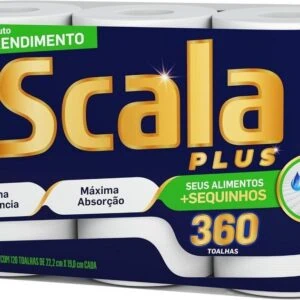 Papel Toalha em Rolo Scala Plus Mega, 360 Toalhas
